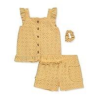 Little Lass Girls' 3-Piece Laser-Cut Shorts Set Outfit