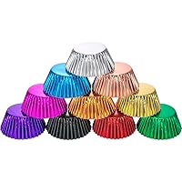 200 Pieces Sumind Foil Cupcake Liners Standard Size Metallic Cupcake Liners Paper Baking Cups Muffin Case Decoration Cups, 10 Colors