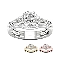 IGI Certified 10k Gold 1/3Ct TDW Diamond Halo Engagement Ring Set (I-J,I2)