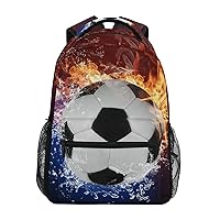 ALAZA Soccer Ball in Fire Backpack Purse with Multiple Pockets Name Card Personalized Travel Laptop School Book Bag, Size S/16 inch