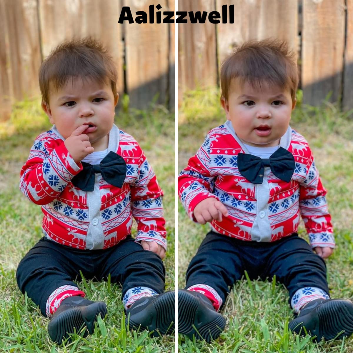 Aalizzwell Newborn Baby Boy Christmas Clothes Pants 3 Piece Outfit