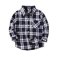 Little Boys Girls Plaid Shirt Long Sleeve Lapel Button Down Jackets Comfy Soft Loose Casual Outwear Spring Clothes