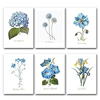 Vintage Blue Flower Wall Art Vintage Floral Wall Decor Botanical Prints Hydrangea Print Dining Room Wall Art
