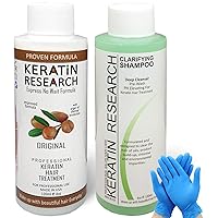 Keratina Para Alisar el Pelo Keratina Brasilera Tratamiento Capilar Resultados Profesionales Alisa y Suaviza el Cabello (Keratina por 120ml Champu Clarificante por 120ml guantes)