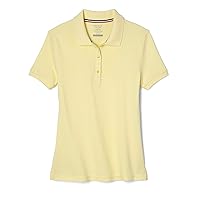 girls Short Sleeve Stretch Pique (Standard & Plus) School Uniform Polo Shirt, Yellow, 10 12 US