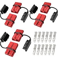 6 Pieces 2-4 Gauge 175A Battery Quick Connector 12-36V Battery Quick Disconnect Wire Harness Plug Kit Battery Quick Connector Disconnect Plug for Motor Winch Trailer (Red)