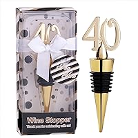 12PCS Gold 40th Wine Stoppers 40 Birthday Decorations Gifts Women 40th Wedding Anniversary Souvenir Bridal Party Favor Gift for Guests (40th Stopper,12)