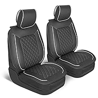 Prestige Premium Seat Covers, Semi-Custom Fit Car Seat Covers Front Seats Only, Automotive Interior Cover for Car Truck Van SUV, Made with Faux Leather for Superior Feel & Durability - White