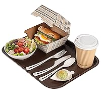 Restaurantware RW Base 10 x 14 Inch Fast Food Tray 1 Sturdy Cafeteria Lunch Tray - Lightweight No Slip Brown Plastic Serving Tray Rounded Corners for Restaurants Or Dinner Service