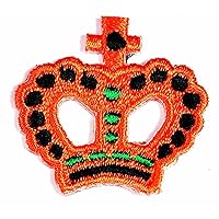 Kleenplus Mini Orange Crown Patch Crafts Arts Sewing Repair Prince Princess Cartoon Embroidered Iron On Sew On Badge Patches for DIY Jeans Jacket Bag Backpack Caps