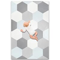Soft Non-Toxic Extra Thick Interlocking Hexagon 38 Tiles Foam Flooring for Babies and Toddlers - Exercise Mats for Crawling, Playing - Floor Mat for Nursery Room - 70.5