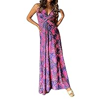 Maxi Dresses for Women 2024, Women's Camisole V Neck Printed Elegant A Line Dress Long Mix, S XXL