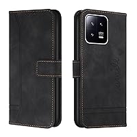 Cellphone Flip Case Compatible with Xiaomi 13 5G Wallet Case,Shockproof TPU Protective Case,PU Leather Phone Case Magnetic Flip Folio Leather Case Card Holders Protective Case (Color : Black)