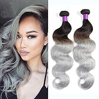 1b/grey 100% Unprocessed Brazilian Ombre Soft Body Weaves,1 Bundle of Virgin Healthy Human Hair Extensions (20)