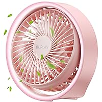 Cordless Desk Fan, Battery Operated Fan with USB, 70ft Strong Airflow Portable Fan, Quiet Operation Fan with LED Light and 360° Rotate Table Fan for Bedroom Home Office Outdoor Travel(Pink)