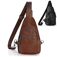 JASGOOD Sling Bag for Women Leather Fanny Packs Crossbody Bags Trendy Chest Bag for Travel