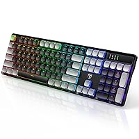 RisoPhy Wireless Gaming Keyboard, Low-Profile 2.4G/USB-C/Bluetooth Mechanical Keyboard with Smooth Red Switches, RGB Backlight/Software/Silent Ergonomic Keyboard for PC/Mac Gamer