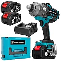 2000Nm(1500ft-lbs) Cordless Impact Wrench,3/4 inch High Torque Brushless Impact Gun, 5500RPM Power Battery Impact Wrench w/ 2 x 4.0Ah Battery, Fast Charger for Heavy Duty Truck Mower