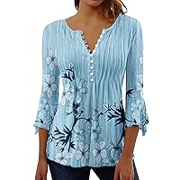 3/4 Sleeve Tops for Women Kimono Cardigans for Women Tie Dye Tshirts Loose Fit Shawl Collar Tops Clothes Lightweight
