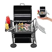 Dollhouse Furniture, Dollhouse Kitchen Furniture,Dollhouse Barbecue Set with Skewer Steak Seasoning Bottle Towel Doll House BBQ Cart Dollhouse Accessories for Kid Pretend Play