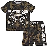 Short Set Camouflage Green Short Sleeve T Shirt Top & Shorts Sports Summer Two Piece Outfit Set Girls Boys 5-13 Yr