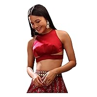 Women's Readymade Satin Blouse For Sarees Indian Bollywood Designer Padded Stitched Crop Top Choli