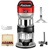 AVID POWER 6.5 Amp 1.25 HP Compact Router Tools for Woodworking, Fixed Base Wood Router with Trim Router Bits, 6 Variable Speeds, Edge Guide, Roller Guide, Dust Hood