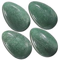 4pcs Reiki Crystal Stone Eggs Kit Polished Natural Palm Pocket Stones for Stress Removing, Green Aventurine