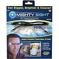 Ontel Mighty Sight LED Magnifying Eyewear, Black, Pack of 2