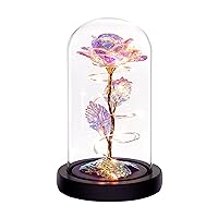 Childom Birthday Gifts for Women,Mothers Day Rose Gifts for Mom,Womens Glass Rose Gifts,Light Up Rose Flowers in Glass Dome,Colorful Rainbow Flower Rose Mom Gifts for Her,Wife,Mom,Girls,Anniversary