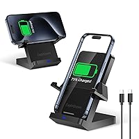 Wireless Charger, 15W Fast Wireless Charging Stand, Wireless Charging Station for iPhone 15/14/13/12/11/XR/XS/8, Samsung Galaxy S23/S22/S21/S20, Note 20/10 (Adapter Not Included, Black)