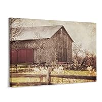 Vintage Barn Landscape Wall Art Rustic Farmhouse Wall Art Agricultural Architecture Pictures Canvas Art Poster and Wall Art Picture Print Modern Family Bedroom Decor 20x26inch(51x66cm) Frame-Style