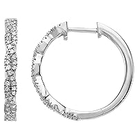 La4ve Diamonds 1/4 Carat Diamond Criss-Cross Fashion Hoop Earrings in 925 Sterling Silver (J-K, I3) Fashion Jewelry for Women Girls | Gift Box Included
