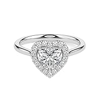 Riya Gems 2.50 CT Heart Moissanite Engagement Ring Wedding Eternity Band Vintage Solitaire Halo Setting Silver Jewelry Anniversary Promise Ring Gift