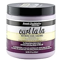 Aunt Jackie's Curls and Coils Curl La La Defining Curl Custard for Natural Hair Curls, Coils and Waves Enriched with shea Butter and Olive Oil, 18 oz