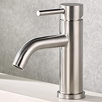 Bathroom Faucet Brushed Nickel,Single Hole Bathroom Sink Faucet Stainless Steel,Modern Single Handle Vanity Faucet Supply Utility Hose for Laundry Washbasin,Rv Vessel Basin Lavatory Mixer Tap