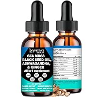 3000mg Sea Moss Liquid Drops - Black Seed Oil & Irish Sea Moss Gel with Burdock Root Bladderwrack, Elderberry, 6X Stronger Qrganic Seamoss Raw for Immunity Booster, Joint & Thyroid, Digestive Health