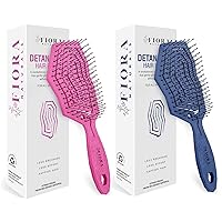 Fiora Naturals Hair Detangling Brush -100% Bio-Friendly Detangler hair brush w/Ultra-soft Bristles- Glide Through Tangles with Ease (Pnk & Navy Blue)