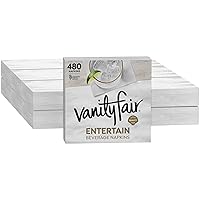 Vanity Fair 35134 Entertain Beverage Napkin, 2-Ply, White