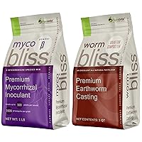 Myco Bliss Powder (1lb) + Worm Bliss (1 Qt) - Organic Worm Castings & Mycorrhizal Inoculant for Plants - Mycorrhizae Root Enhancer Improves Nutrient Uptake & Root Growth - Organic Plant Fertilizer