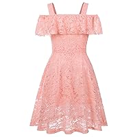 Girls Floral Lace Dress Easter Bridesmaid Vintage Formal Cocktail Party Swallowtail Swing Dresses 7-14 Years