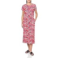 NIC+ZOE Women's Blurred Floral Ss Side Slit Midi Dress