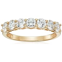 Amazon Collection 10k Gold 7-Stone Round cut Made with Infinite Elements Cubic Zirconia Ring