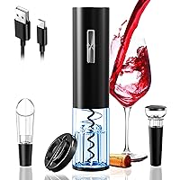 Foil Cutter Electric Wine Opener with Charging Base Display Charging Station for Easy Storage MOOCOO Cordless Electric Wine Bottle Opener with 2-in-1 Aerator &Pourer 2 Vacuum Preservation Stoppers 