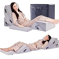 BDEUS 6pcs 22 Inch Wide Orthopedic Bed Wedge Memory Foam Pillow Set for Sleeping Post Surgery Pain Relief Acid Reflux Snug Stop Adjustable Body Positioners Sitting Up in Bed