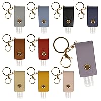10PCS Hand Sanitizer Holders, 30ML Hand Sanitizer Leather Keychain Holder Bottles Cases, Travel Size Empty Squeeze Bottle for Toiletry Shampoo Lotion Soap