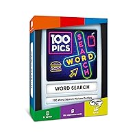 Word Search Travel Game - 100 Puzzles with Picture Clues | 50 Wipe Clean Cards with Slide Reveal case and Pen | Activity, Gift, Stocking Stuffer | for Kids and Adults, Age 6+