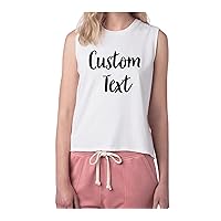 Custom Womens Crop Muscle Tank Cropped Workout Sleeveless Tank Tops Add Your Text Athletic Sports Gym Yoga Shirts