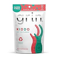 Kiddo Flossers, Berry Awesome Flavor, Recycled Plastic, Jumbo Grip, Get Your KIDDOS Flossin’ Early, Larger Floss Head, Child Safe! 80 Count, Floss Picks, Dental Flossers