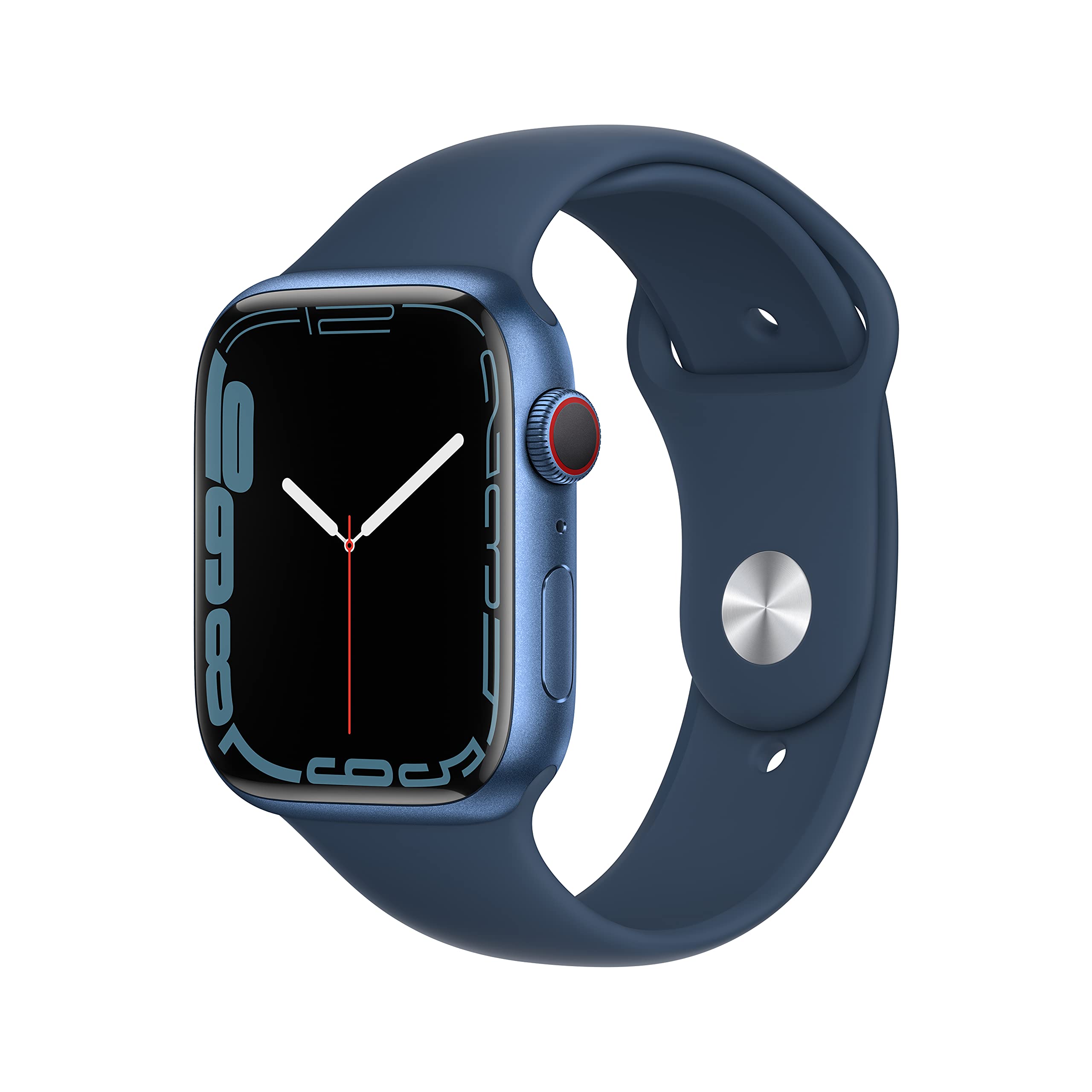 Apple Watch Series 7 [GPS + Cellular 45mm] Smart Watch w/Blue Aluminum Case with Abyss Blue Sport Band. Fitness Tracker, Blood Oxygen & ECG Apps, Always-On Retina Display, Water Resistant